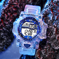 Jam Tangan Fashion Pria, Jam Tangan Digital Sport, Jam Tangan Digital Anak Laki-laki Warna Emas Warna-warni Dual Time