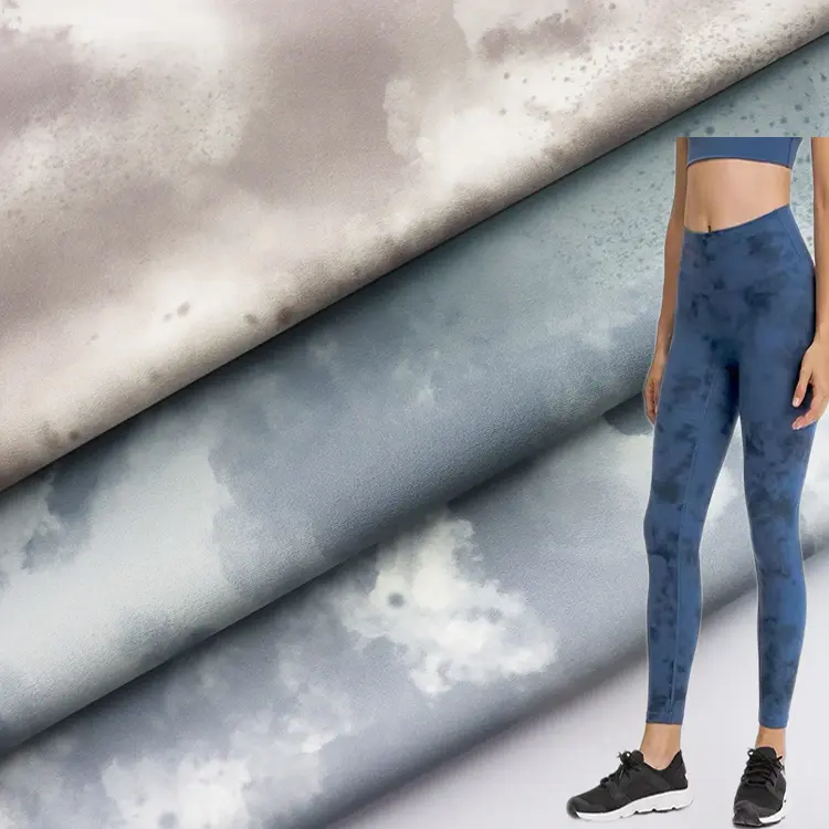 75% Nylon 25% Spandex Dubbelzijdige Tie Dye Bedrukte Yoga Wear Stof Voor Lulu Leggings