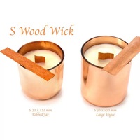 Mèches en bois ondulées courbées avec base métallique en forme de S pour bougies en cire de soja, grands pots, vente en gros