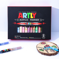 Marqueur acrylique liquide double pointe double couleur, pointe souple, pour peinture artistique, DIY, graffiti, livre de coloriage, cadeau de Noël, fournitures scolaires