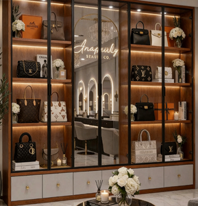 Wholesale Luxury Entrance <strong>Shoe</strong> <strong>Rack</strong> with Integrated LED Strips Glass Display Case for Sneakers and Luxury Handbags - Product Image 2