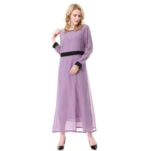 Muçulmano Crepe Longo Hijab Khimar Jilbab Turbante Ballonmouw Kaftan Vestido De Noiva abaya dubai mulheres vestido muçulmano