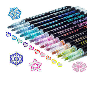 Secolorart Shimmer Marker 12 Kerstsok Stuffers Tween Tiener Meisje Contour Glitter Pennen Voor Tekenen En Schilderen - Product Image 1
