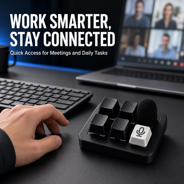 Wireless/Wired USB Dual Mode 5-Key Macro Keypad Built-in Microphone Programmable Shortcut Mechanical Laptop Keyboard Mute.