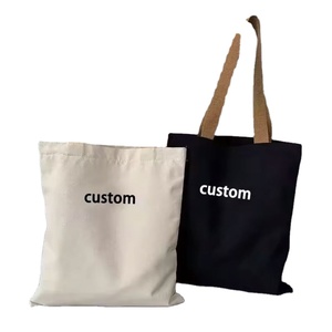 Custom Print Logo Fashion <b>Canvas</b> <b>Tote</b> <b>Bag</b> with Rope Handle Zipper Closure Pocket-Large White & Black Promotional Shopping <b>Bag</b> - Product Image 1