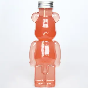 熊形状塑料饮料瓶牛奶果汁瓶带帽