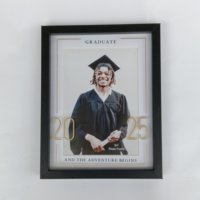 Cadre photo de remise de diplôme en gros avec texte doré, cadre photo avec insert thématique 'Définition de Papa', boîte à ombre, cadeau