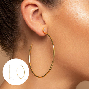 Pendientes Minimalistas CANNER, Hipoalergénicos, Circulares, Modernos, de Aro Grande, Plata 925 - Product Image 5