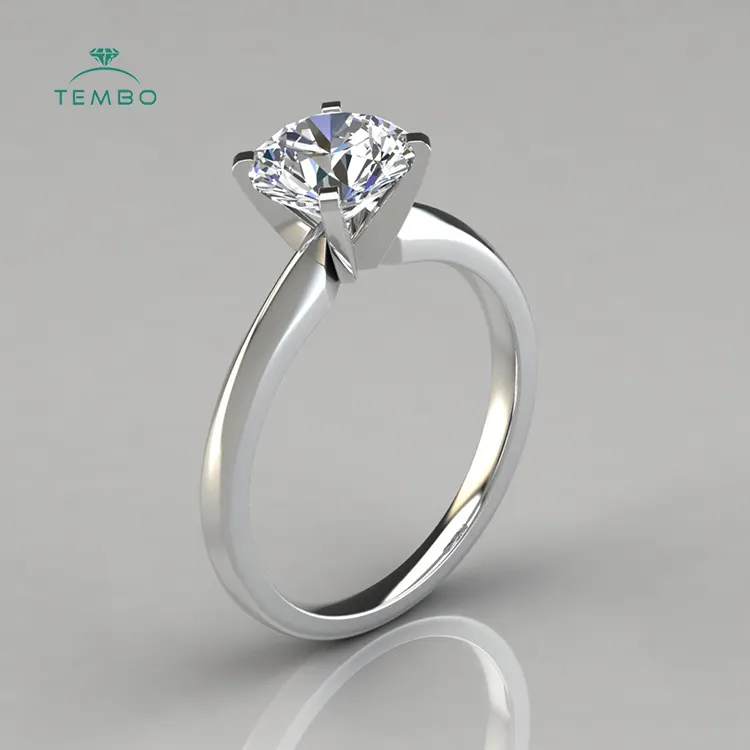 Tembo Phụ Nữ Tùy Chỉnh Kim Cương Nhẫn Trang Sức Claw Thiết 925 Sterling Silver Lab Grown Moissanite Kim Cương Stones Engagement Ring