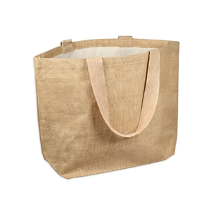 Bolsa de compras de yute lista para regalo, suave, de tono natural, con cierre de cordón, para envolver regalos, alternativa ecológica y elegante al uso de un solo uso. - Product Image 1