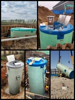Estación de Bombeo Prefabricada Integrada de FRP de 20m/h con PLC Automático + Manual, Bomba Doble, Estación Subterránea para Aguas Residuales Municipales y Lluvia