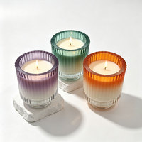 Ensemble de bougies parfumées en verre à rayures verticales dégradées, cire de soja, aromathérapie, décoration d'intérieur, cadeau pour mariage, centre de table