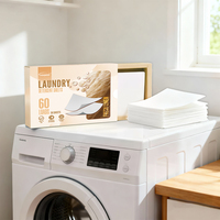 Nuohui 60 Feuilles de lessive sans plastique à dissolution rapide, parfum linge frais, pour toutes les machines à laver