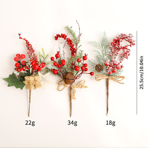 Gran oferta transfronteriza, agujas de pino artificiales, ramas de bayas, adorno navideño, ramo de flores decorativas, fruta al por mayor - Product Image 6