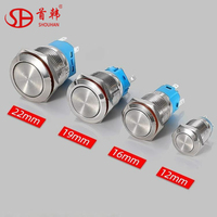 Sakelar Tombol Tekan Logam 22mm dengan Lampu LED, Pengunci Otomatis, Konektor, Simbol Daya, Tahan Air IP65