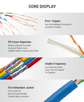 Harga Pabrik Kabel Cat 6 Tembaga Murni 23awg Ft4 305m 500m 1000Mpbs 10G 250Mhz UTP RJ45 Jaringan Roll Lan Kabel Cat6 305M