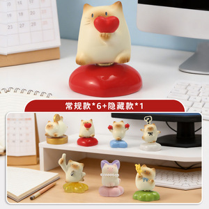 ตุ๊กตาแมวหมุนได้แสนสนุก 2 ชิ้น ของตกแต่งโต๊ะทำงานเรซิ่นลายการ์ตูน ของขวัญวันเกิด - Product Image 5