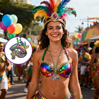 Collier de carnaval en gros, perles en plastique violettes, dorées et vertes, chaîne de perles, décoration de fête, collier pendentif style chapeau haut-de-forme, bijoux