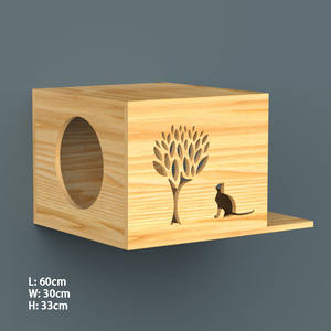 Wandmontierte Katzenkletterleiter aus Holz, Treppe, Sprungplattform, Rahmen, Katzenregalbrett, DIY Haustiermöbel, Katzenbaum, Dreifachwand - Product Image 4