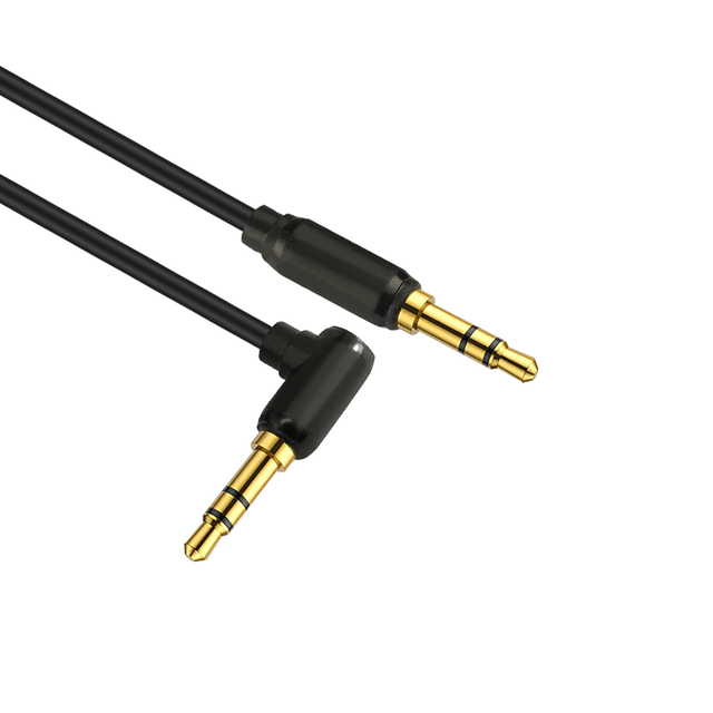 OEM ODM 24K Gold Plated Stereo 3.5mm Hi-Fi Aux Cable 90 Degree Right Angled Audio Jack Male-to-Male Connection for Microphone