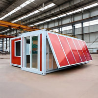 Maison conteneur pliable extensible à 3 chambres, économique, avec structure en acier galvanisé et panneaux sandwich respirants, idéale pour villa moderne, école ou hôtel