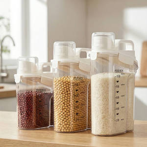 Food Box <b>Rice</b> Storage <b>Container</b> 2500ml Airtight With Lid Rectangle Shape For Kitchen Use - Product Image 1