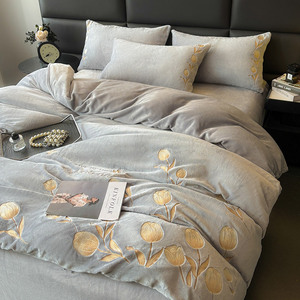 <span class=keywords><strong>Parure</strong></span> de <span class=keywords><strong>lit</strong></span> en <span class=keywords><strong>flanelle</strong></span> de lait épaisse pour l'hiver, 4 pièces, imprimé floral, double face, haute densité, linge de <span class=keywords><strong>lit</strong></span> de luxe - Product Image 1