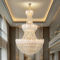 Lustre moderne de luxe à trois niveaux en cristal doré pour villa, escalier, maison, banquet, mariage