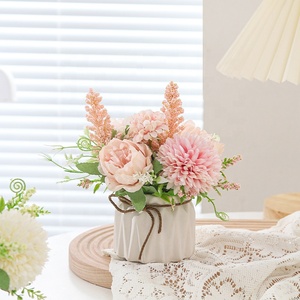 JCF287 <span class=keywords><strong>Hortensias</strong></span> <span class=keywords><strong>con</strong></span> Maceta, Mini Hortensia, Flores <span class=keywords><strong>Artificiales</strong></span>, Planta Artificial en Maceta de Cerámica para Decoración de Escritorio de Oficina - Product Image 3