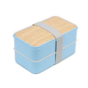 Nuovo arrivo bpa scomparto multiplo gratuito riciclato 2 strati a tenuta stagna microonde coperchio di bambù torta bento lunch box per adulti