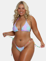 Özel Markalı Mayo OEM Tie Dye Baskılı Brezilya Halter Ters Çevrilebilir Bikini 2 Parça Takım Kadınlar İçin Mayo