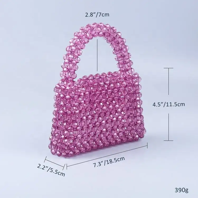 2023 Ins Ontwerp Populaire Effen Kleur Kristallen Avond Parel Handtas Aanpasbare Handgemaakte Kralen Tas Voor Vrouwen