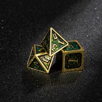Ensemble de 7 dés polyédriques en métal gravé or, pour jeux de société Genius Invokation TCG RPG, accessoires de jeux de table