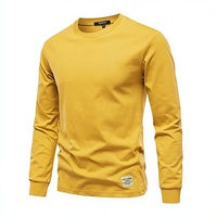 2025 Huidvriendelijk puur katoenen geribbeld effen longsleeve T-shirt casual top hoogwaardige mode heren kleding zacht