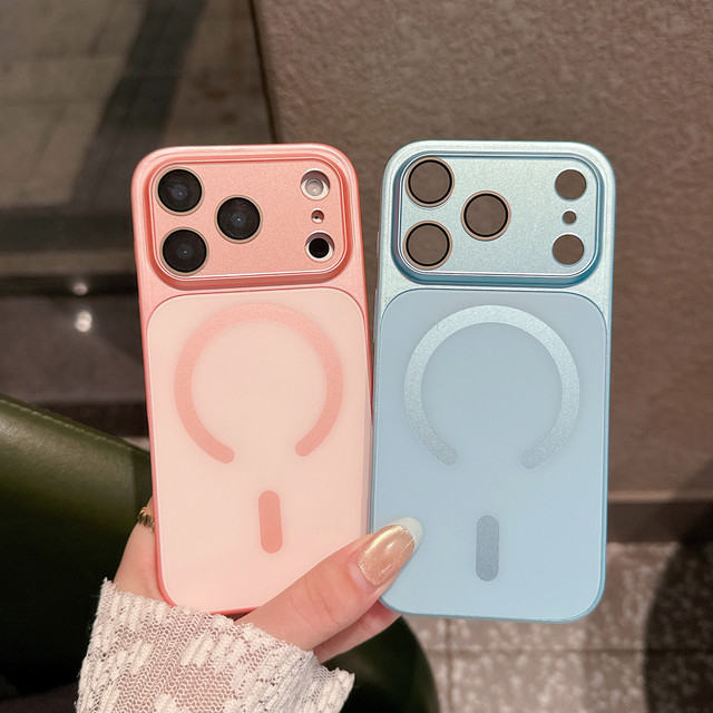 Fashion Magnetic Wireless Charging Phone Cases for iPhone 17 16 15 14 13 Pro Max Lens Film Shockproof Protective Back Cover