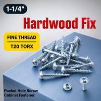 Sekrup Lubang Saku Torx Drive 1-1/4 inci, Ulir Halus, Kepala Berlapis Seng, Sekrup Kayu untuk Perkayuan Kabinet Kayu Keras