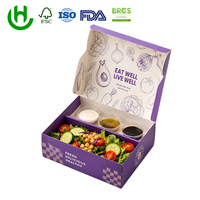 Boîte à salade portable en carton blanc avec couvercle transparent, écologique, recyclable, jetable, boîte à lunch bento, impression personnalisée