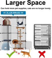 Cage à chat modulaire en fil métallique DIY, grande clôture pour animaux de compagnie avec étagères et échelle, villa pour chat personnalisable pour la décoration intérieure