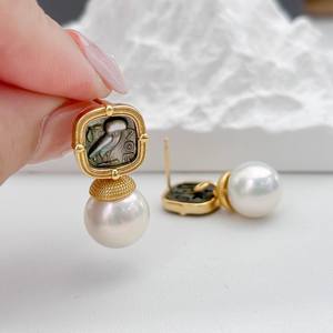 S925 <b>Silver</b> DIY <b>Pearl</b> Accessories Fashion <b>Silver</b> Jewelry <b>Earrings</b> with 11-15mm Round Beads 22333 Empty Earnail Tray - Product Image 5