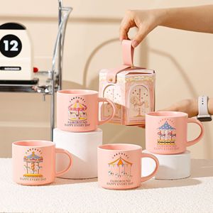 Taza de Leche con Logotipo Personalizado, Vaso de Agua para Desayuno, Taza de Cerámica Rosa con Diseño de Caballo, Taza Térmica - Product Image 1