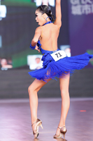 Robe de compétition de danse latine Vennystyle - Robe personnalisée sans dos à franges et strass en spandex/coton pour femmes et adultes