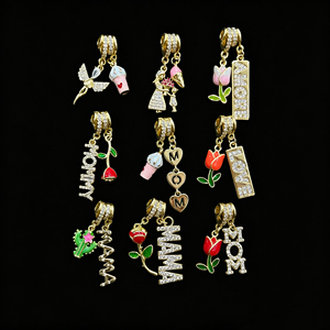 BD-L5647 Dijes de Esmalte de Alta Calidad para el Día de la Madre y Amor, con Diseño de Tulipán, Mamá/MAMA, Ángel con Circonitas y Cupcake, Joyería con Dijes AMORE - Product Image 1