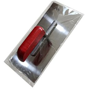 Outils de maçonnerie, truelle à plâtrer en acier au carbone 280x120x0,7 mm avec manche en forme de banane rouge - Product Image 2