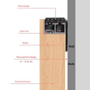 Kit de quincaillerie pour <span class=keywords><strong>porte</strong></span> <span class=keywords><strong>coulissante</strong></span> <span class=keywords><strong>invisible</strong></span> à double <span class=keywords><strong>rail</strong></span> dissimulé, sans <span class=keywords><strong>rail</strong></span> visible, en fer et alliage d'aluminium - Product Image 2