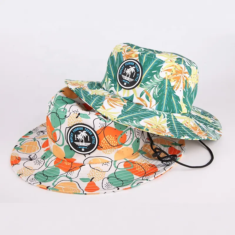 Custom fishing boonie fisherman hat wide brim golf cap embroidery printed sublimation waterproof bucket hat
