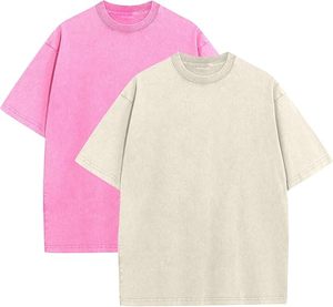 Lot de 2 T-Shirts pour Couples Style Lavage Acide, Logo <span class=keywords><strong>Personnalisé</strong></span> Coupe Ample Vintage, T-<span class=keywords><strong>Shirt</strong></span> Manches Courtes Streetwear Décontracté - Product Image 2