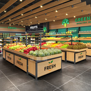 Support debout libre de présentoir de fruits et légumes exotiques <span class=keywords><strong>frais</strong></span> en bois en métal de produit nouveau pour le supermarché - Product Image 6