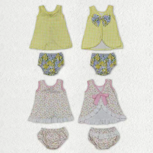Conjuntos de Ropa para Bebés Niñas sin Mangas con Lazo en la Espalda y Flores - Product Image 1