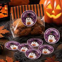Étiquettes d'Halloween personnalisées, autocollants fantômes et citrouilles effrayants, autocollants adhésifs pour emballages commerciaux, bocaux, enveloppes