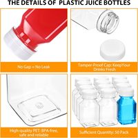 Bouteilles en plastique PET jetables pour vente en gros, 4 oz, impression de logo personnalisée pour jus, boissons énergisantes et sodas